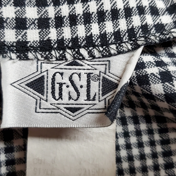 Vintage 80s GSL Black Houndstooth Double Breasted Collarless Blazer Jacket S - Picture 14 of 15